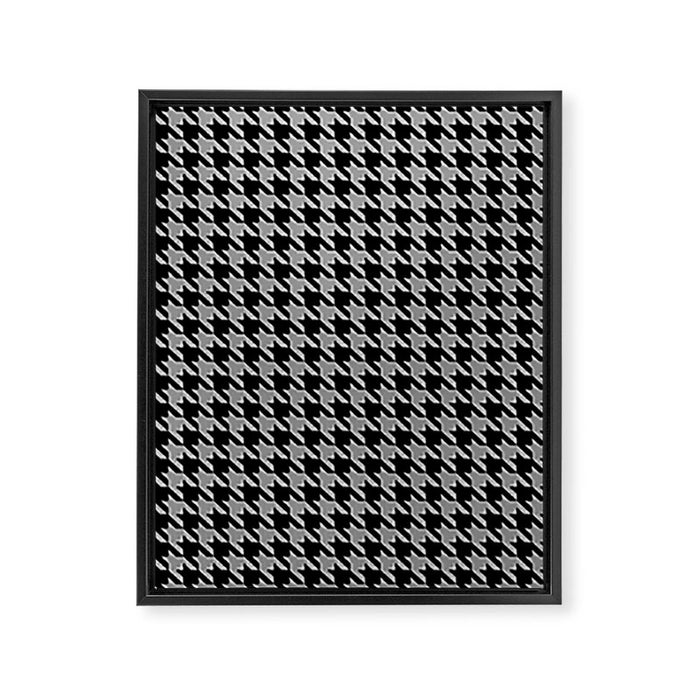 Black and Grey Classic houndstooth pattern Framed Canvas Print Gallery Image 1