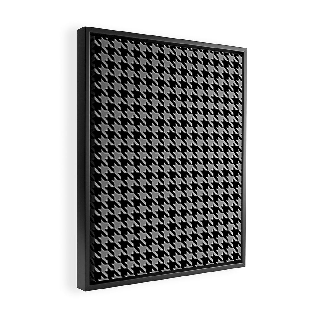 Black and Grey Classic houndstooth pattern Framed Canvas Print Gallery Image 2