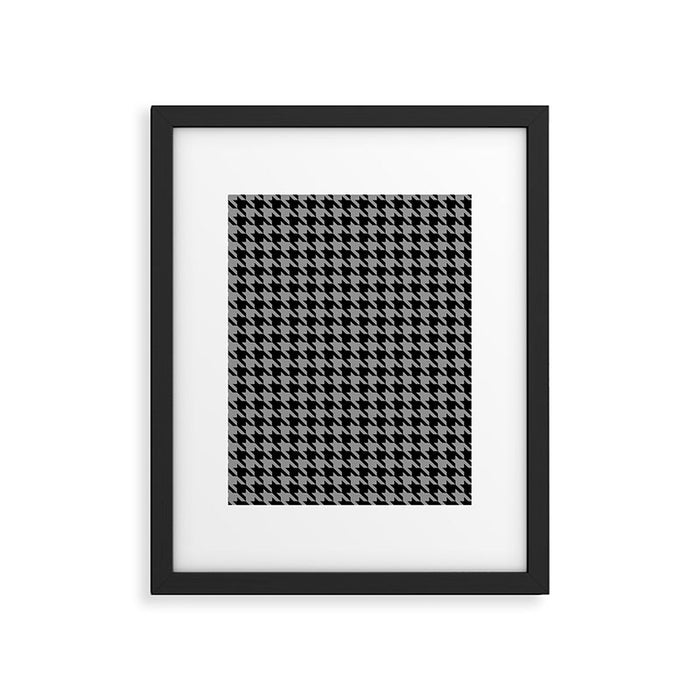 Black and Grey Classic houndstooth pattern Framed Art Print Gallery Image 1