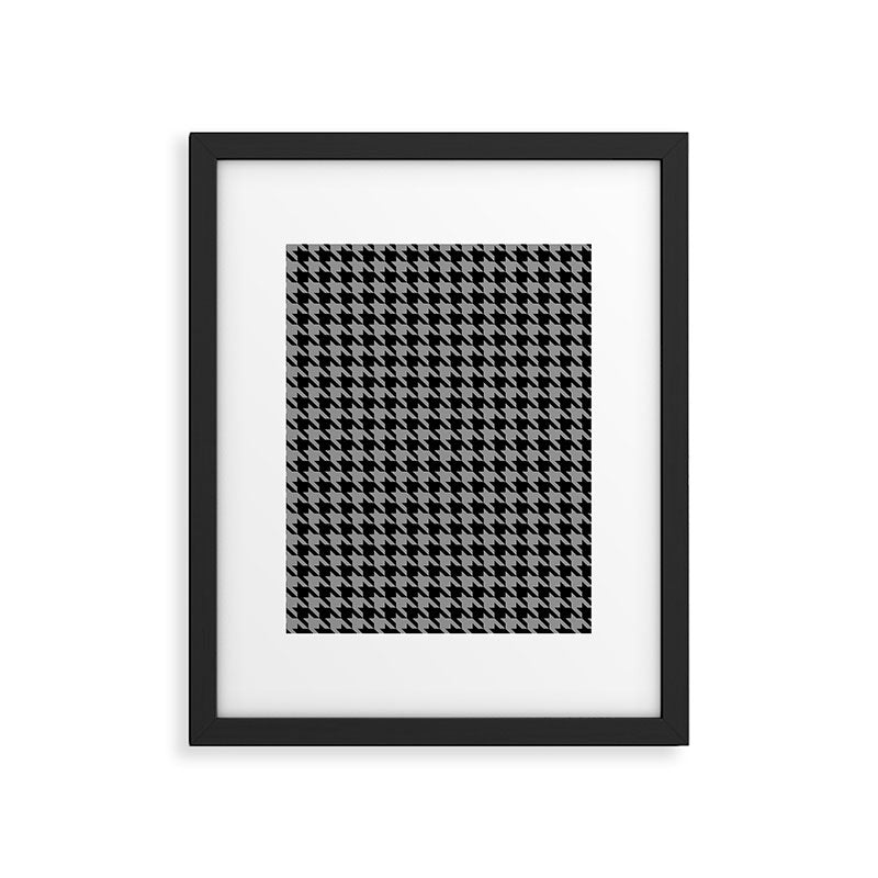 Black and Grey Classic houndstooth pattern Framed Art Print Gallery Image 6