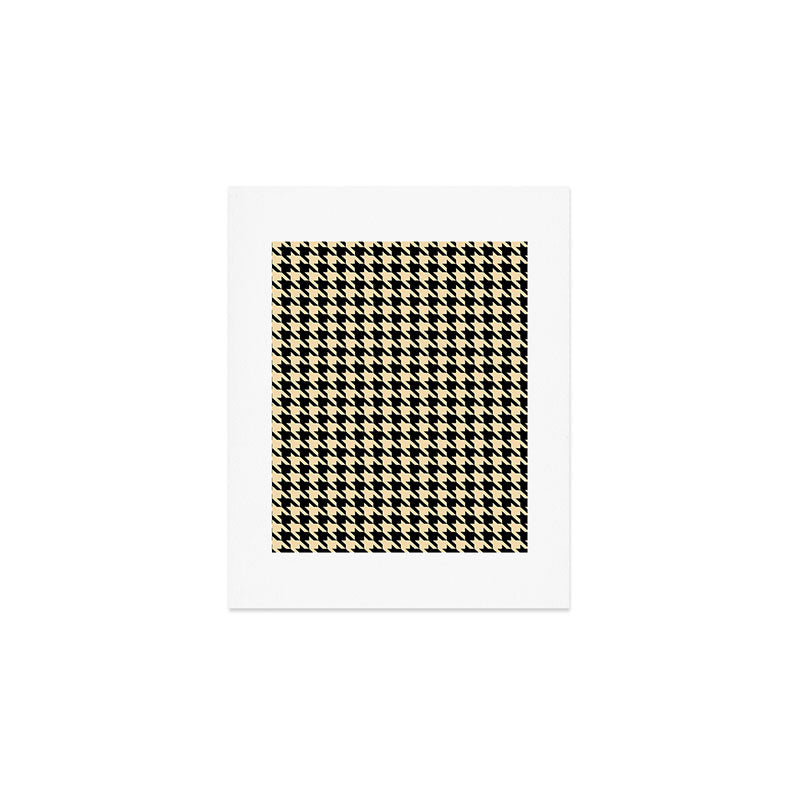 Black and Tan Classic houndstooth pattern Art Print Gallery Image 1