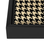 Black and Tan Classic houndstooth pattern Framed Canvas Print Gallery Image 3