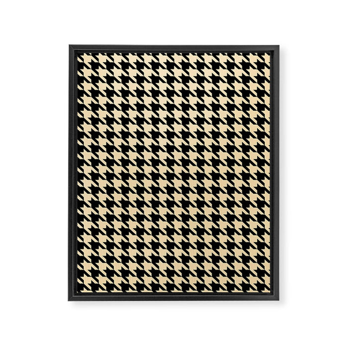 Black and Tan Classic houndstooth pattern Framed Canvas Print Gallery Image 1