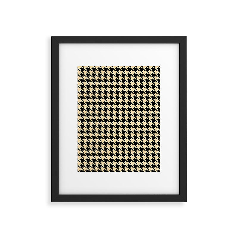 Black and Tan Classic houndstooth pattern Framed Art Print Gallery Image 6