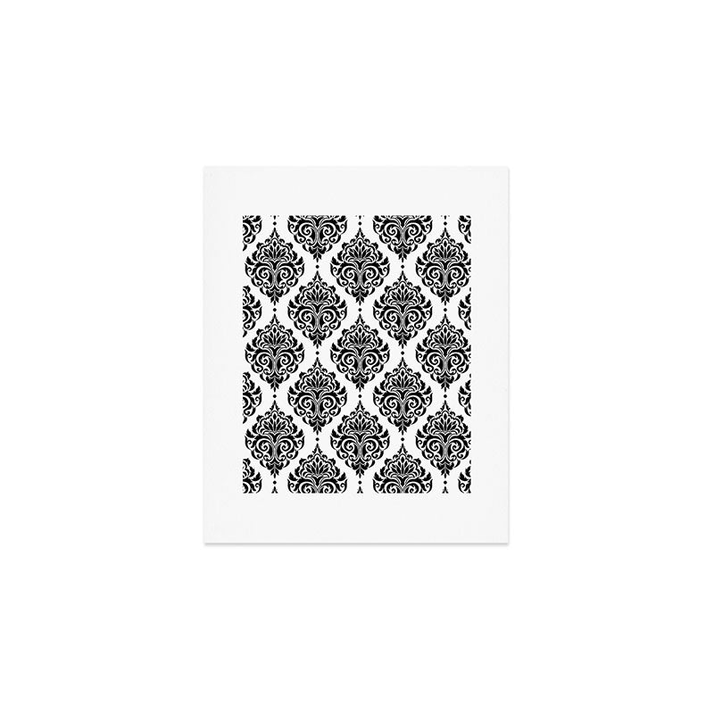 Black and White Damask Art Print Gallery Image 1