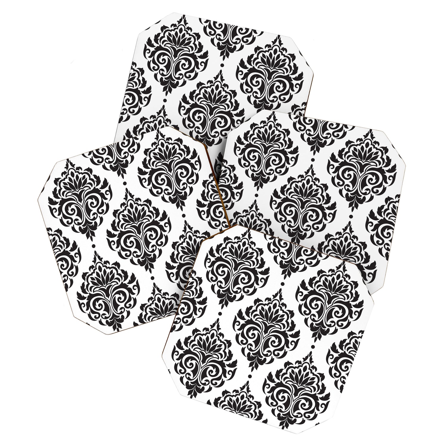 Black and White Damask Coaster Gallery Image 1