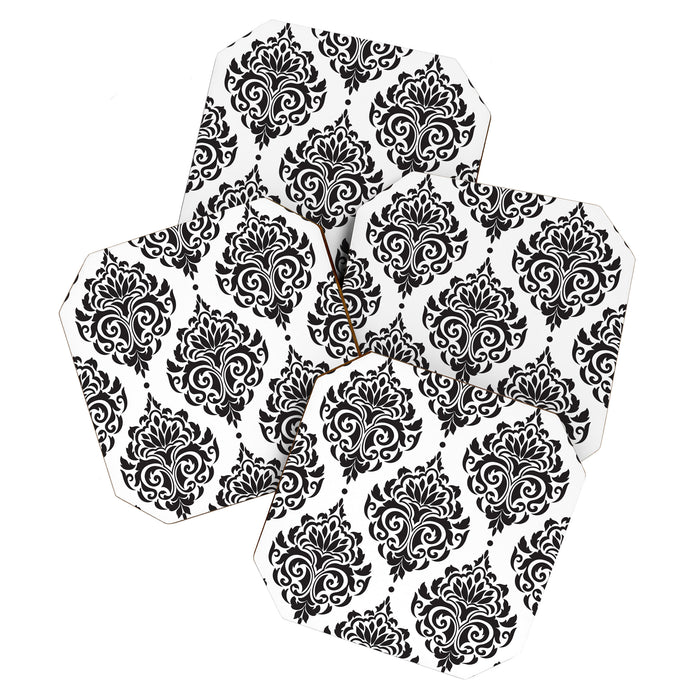 Black and White Damask Coaster Gallery Image 1