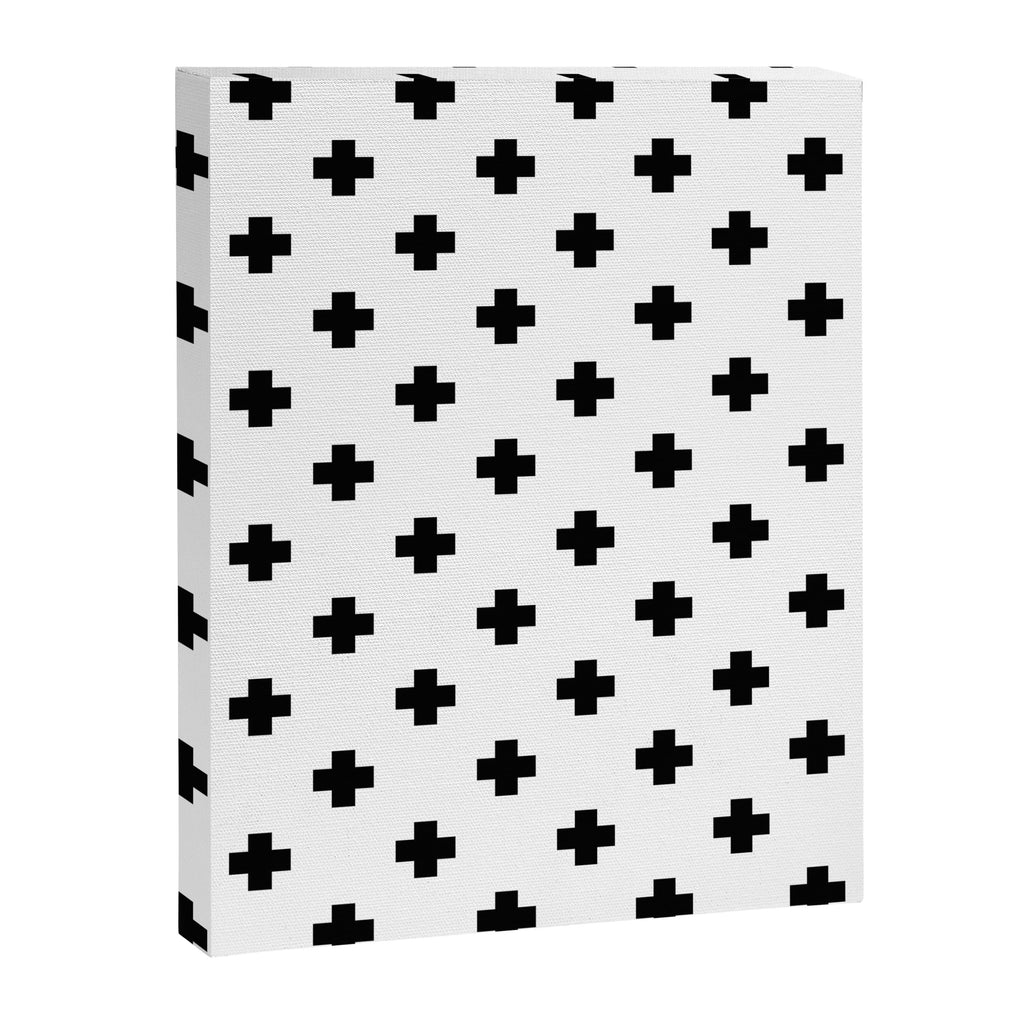 Black and White Swiss Cross Pattern Canvas Print Gallery Image 8