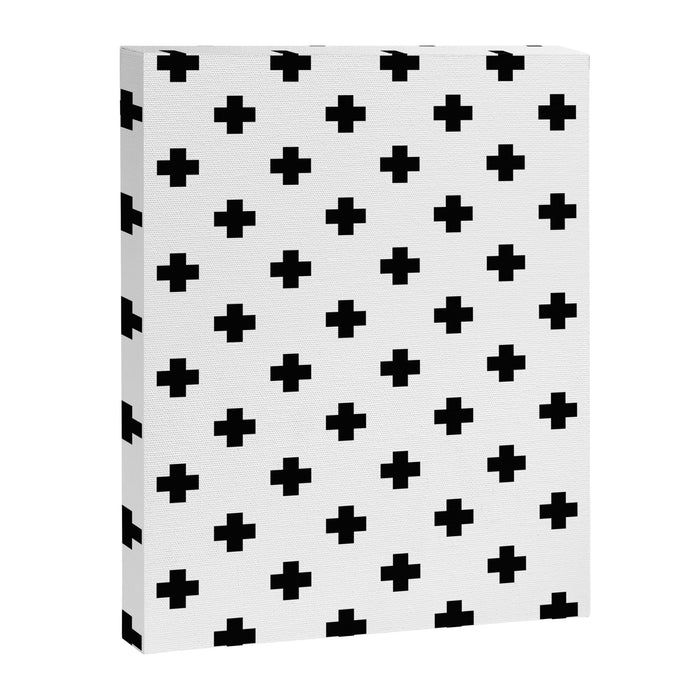 Black and White Swiss Cross Pattern Canvas Print Gallery Image 1