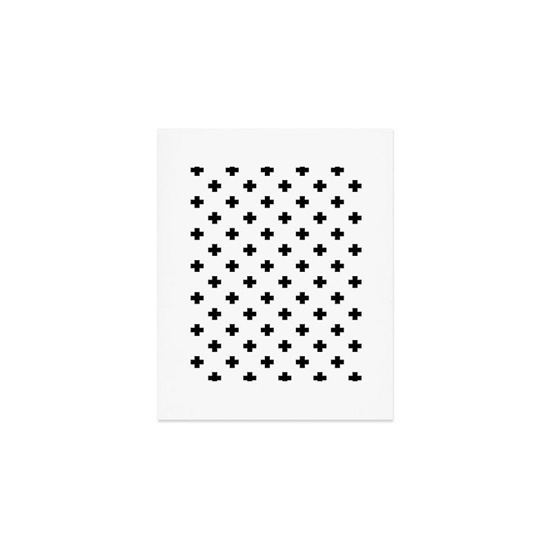 Black and White Swiss Cross Pattern Art Print Gallery Image 1