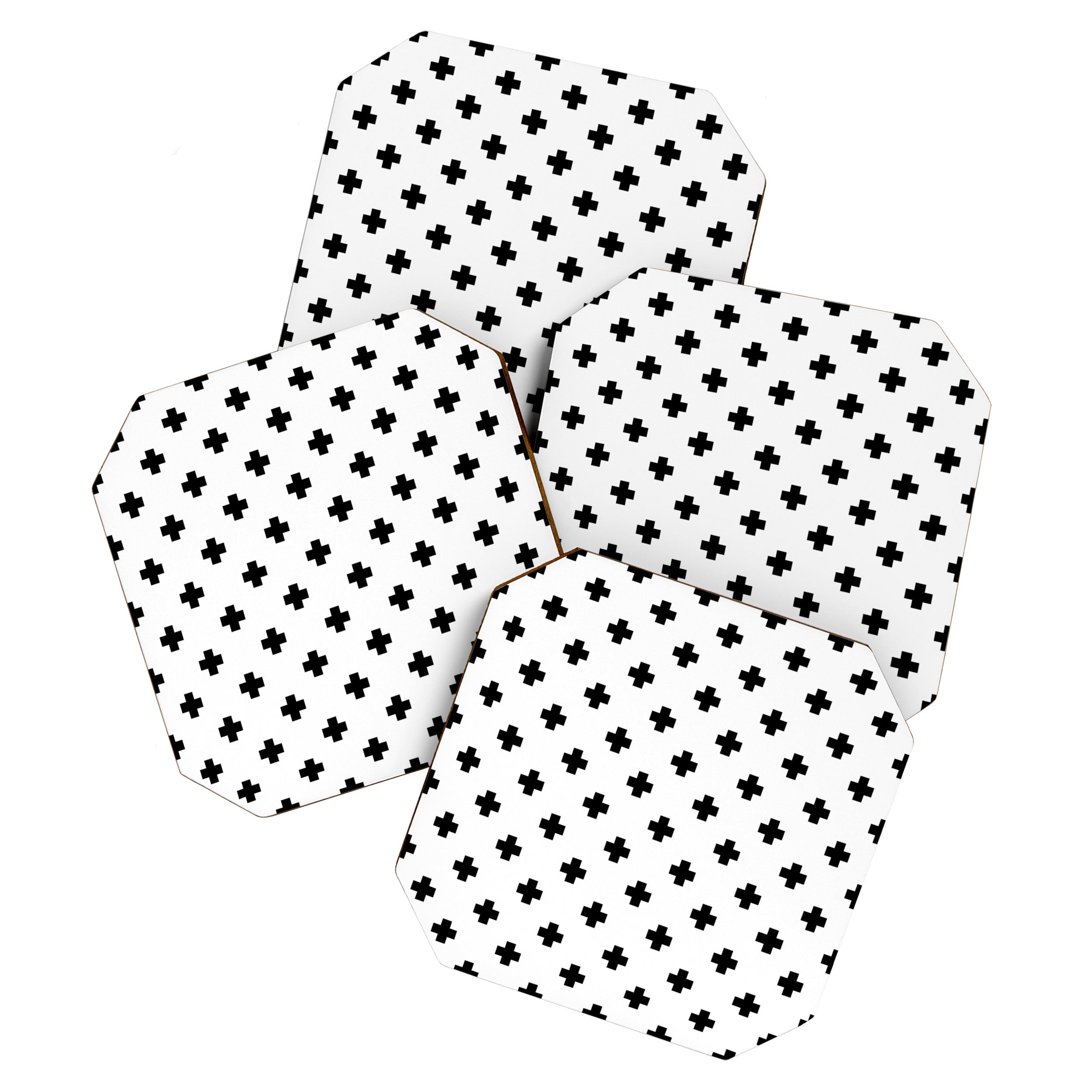 Black and White Swiss Cross Pattern Coaster Gallery Image 1