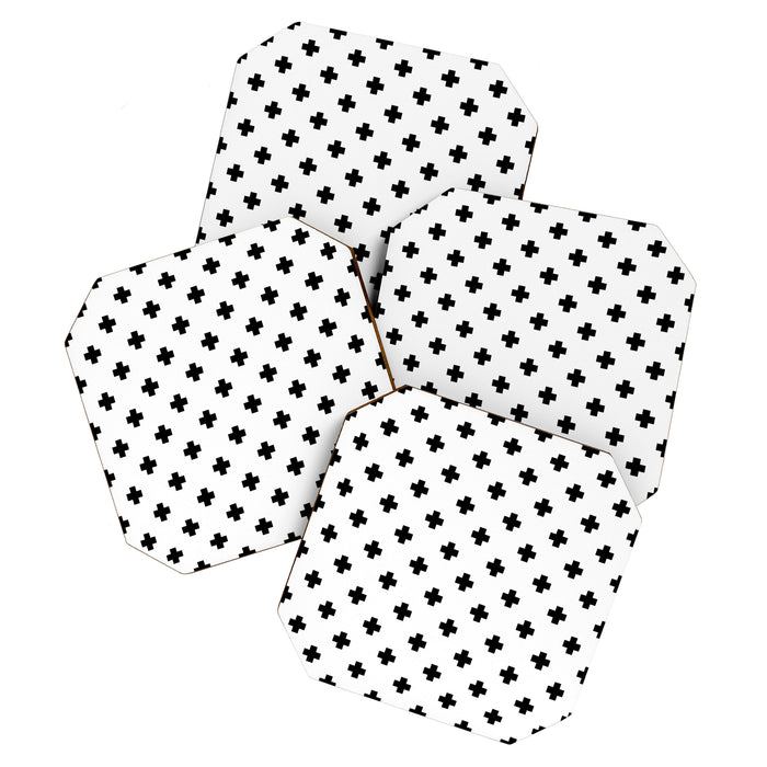 Black and White Swiss Cross Pattern Coaster Gallery Image 1