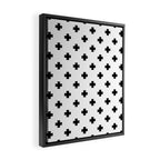 Black and White Swiss Cross Pattern Framed Canvas Print Gallery Image 2