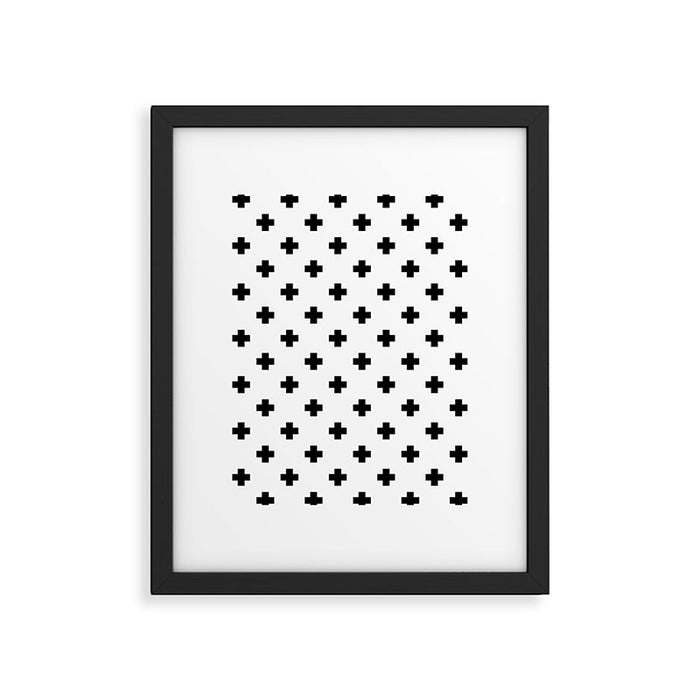 Black and White Swiss Cross Pattern Framed Art Print Gallery Image 1