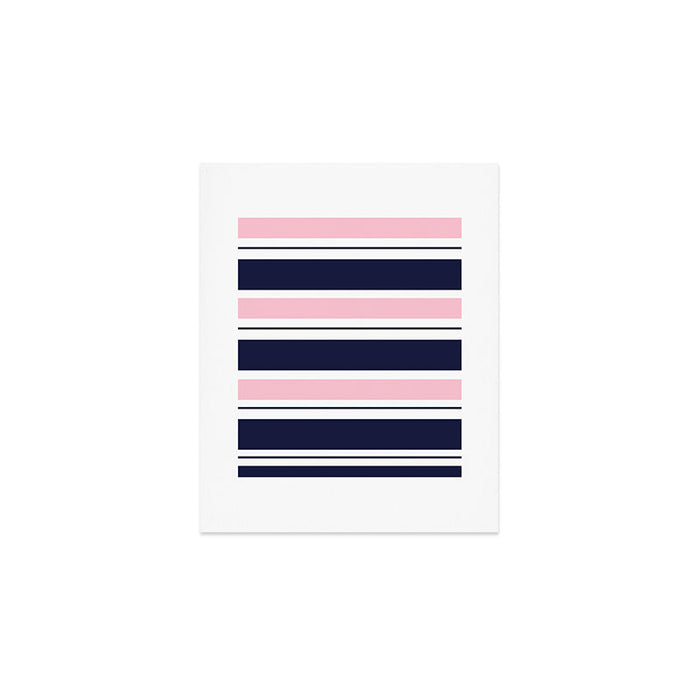 Blue Navy and Pink Stripes Art Print Gallery Image 1