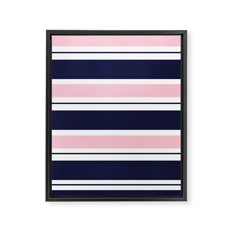 Blue Navy and Pink Stripes Framed Canvas Print Gallery Image 8