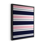 Blue Navy and Pink Stripes Framed Canvas Print Gallery Image 2