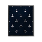 Dark Blue Anchor Pattern Framed Canvas Print Gallery Image 8