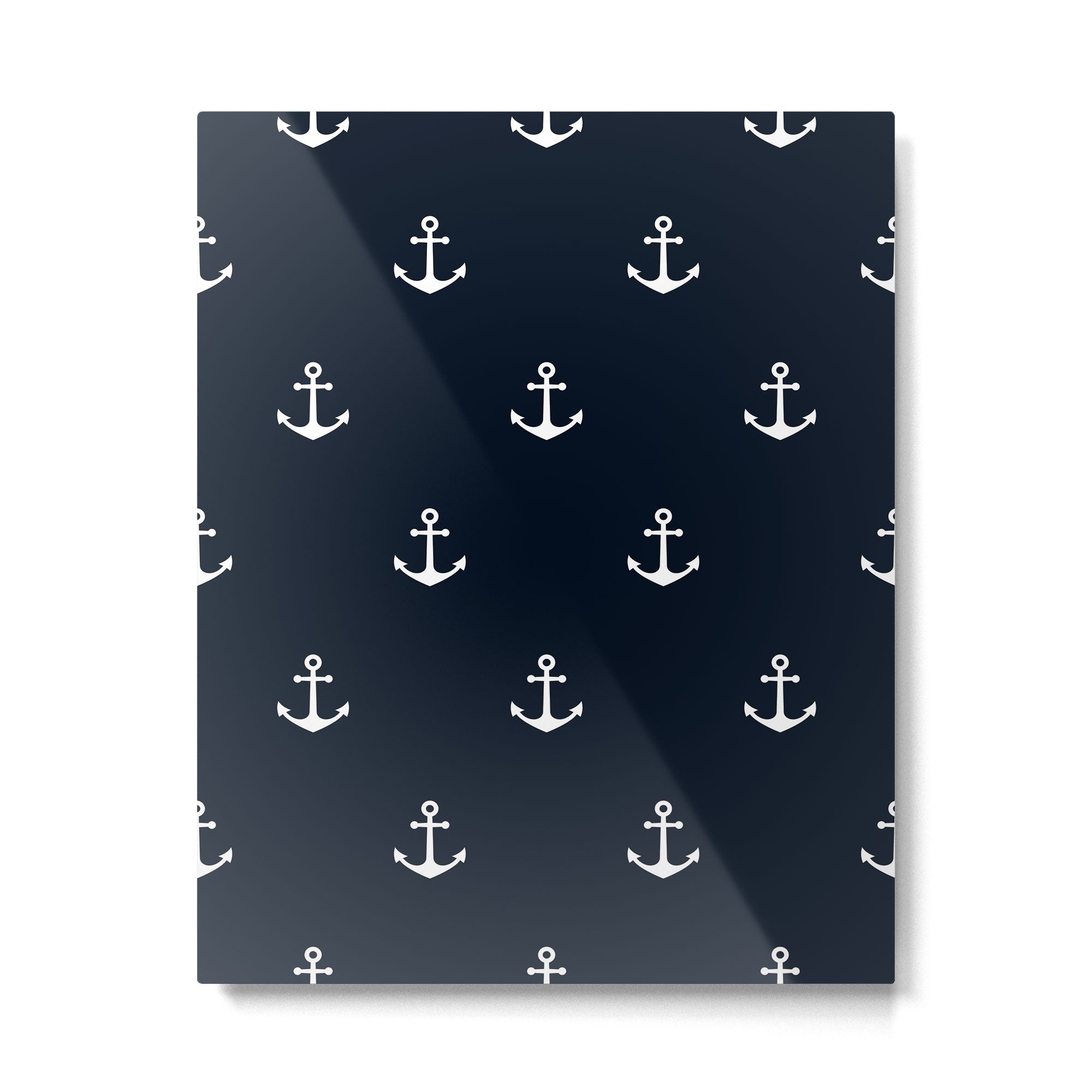 Dark Blue Anchor Pattern Metal Print Gallery Image 6