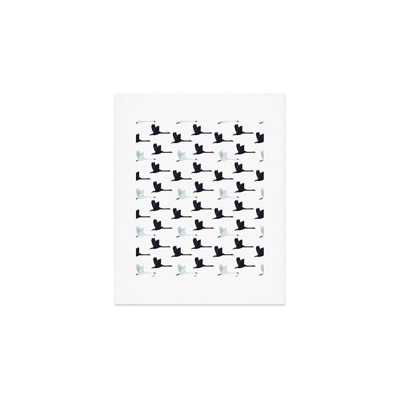 Flying Elegant Swan Pattern Art Print Gallery Image 1