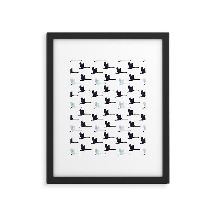 Flying Elegant Swan Pattern Framed Art Print Gallery Image 1