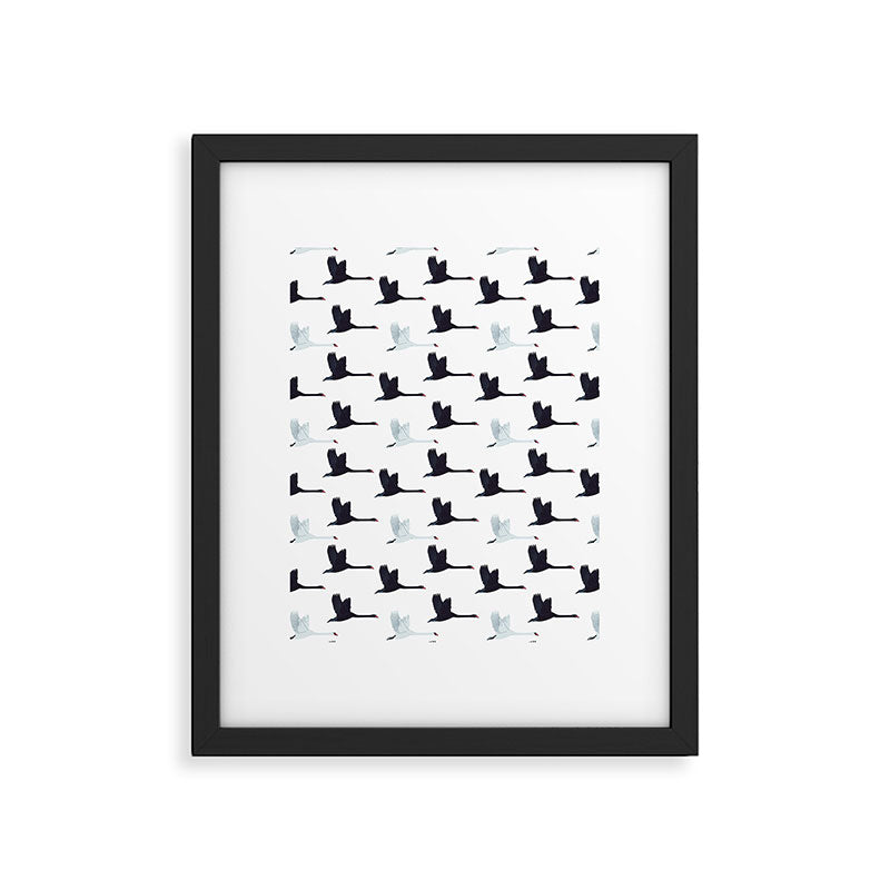Flying Elegant Swan Pattern Framed Art Print Gallery Image 6