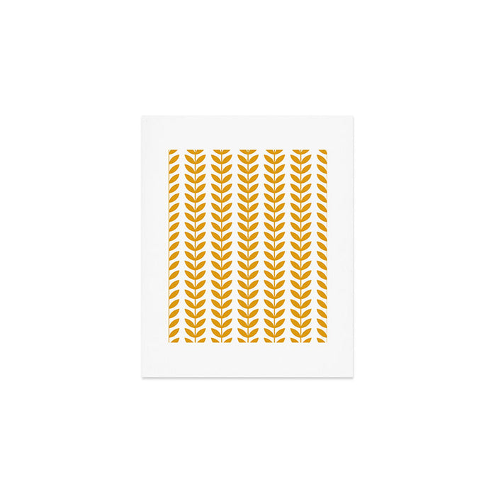 Mustard Scandinavian leaves pattern Art Print Gallery Image 1