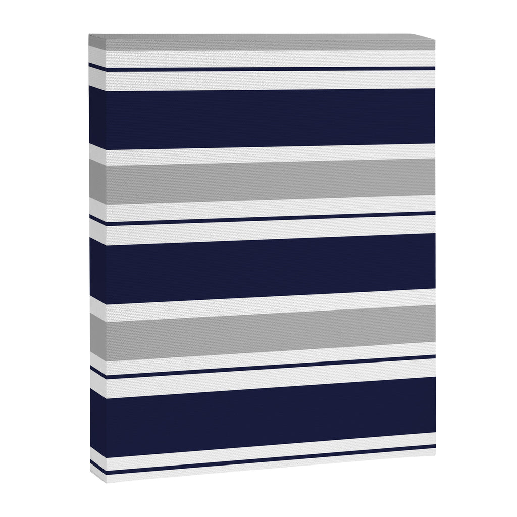 Navy Blue and Grey Stripe Canvas Print Gallery Image 8