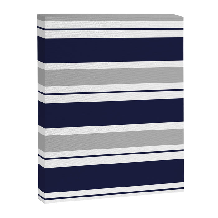 Navy Blue and Grey Stripe Canvas Print Gallery Image 1