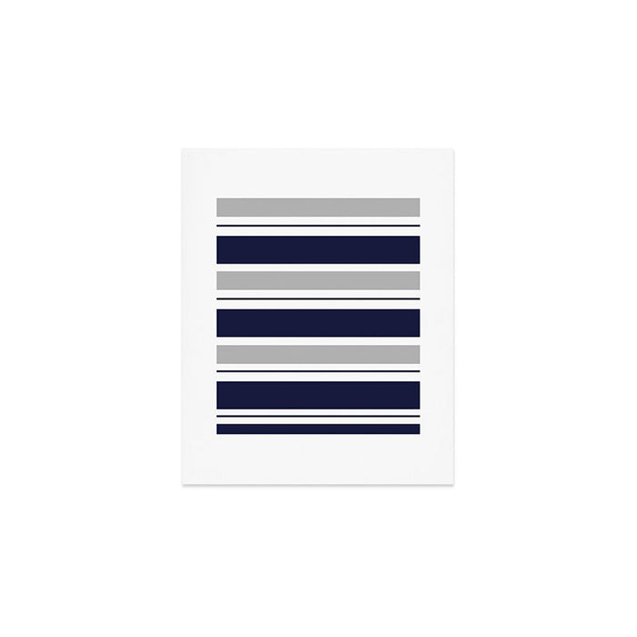 Navy Blue and Grey Stripe Art Print Gallery Image 1