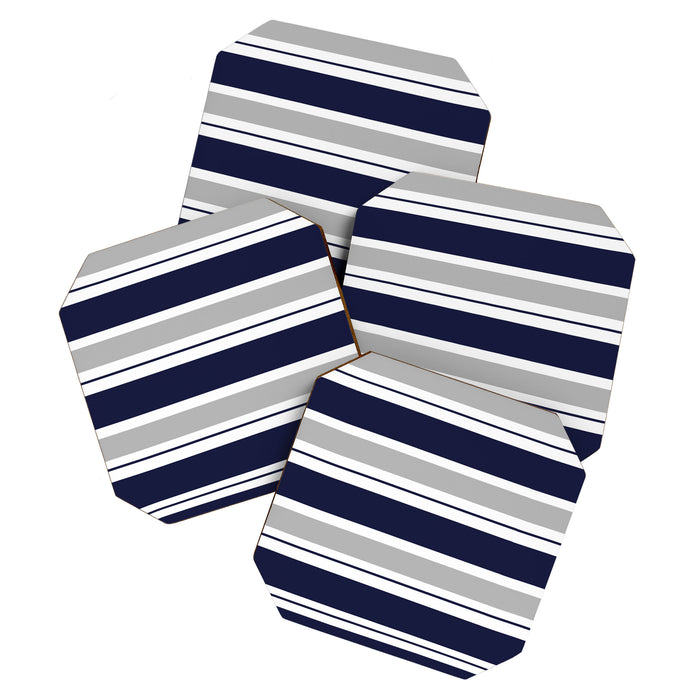 Navy Blue and Grey Stripe Coaster Gallery Image 1