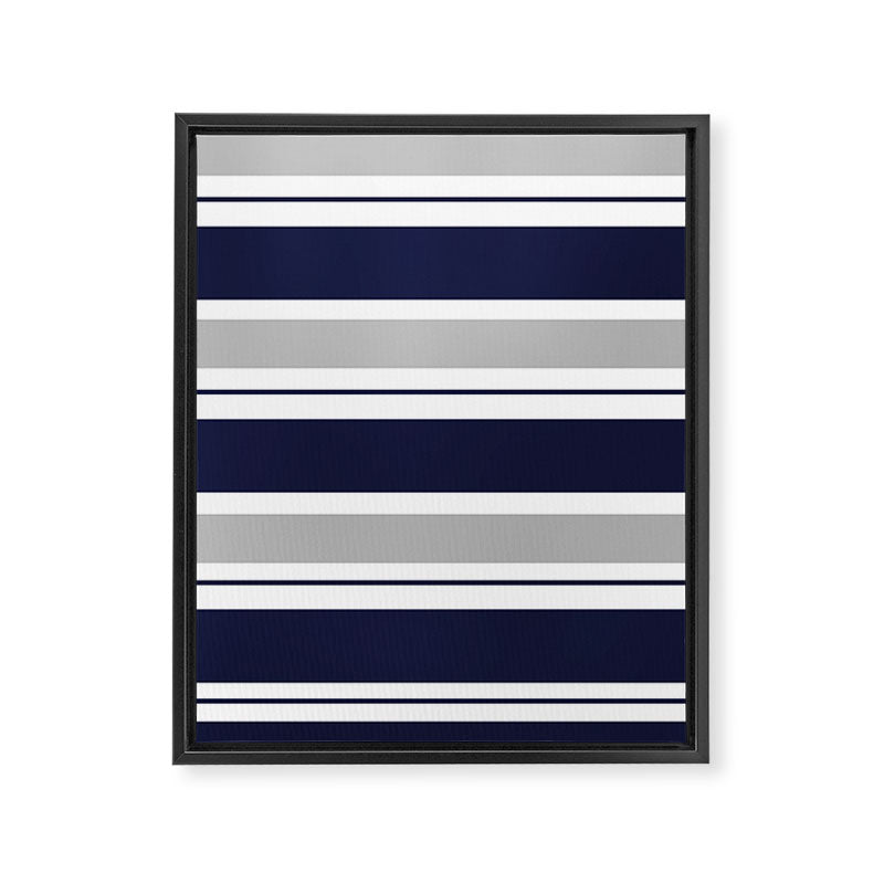 Navy Blue and Grey Stripe Framed Canvas Print Gallery Image 8