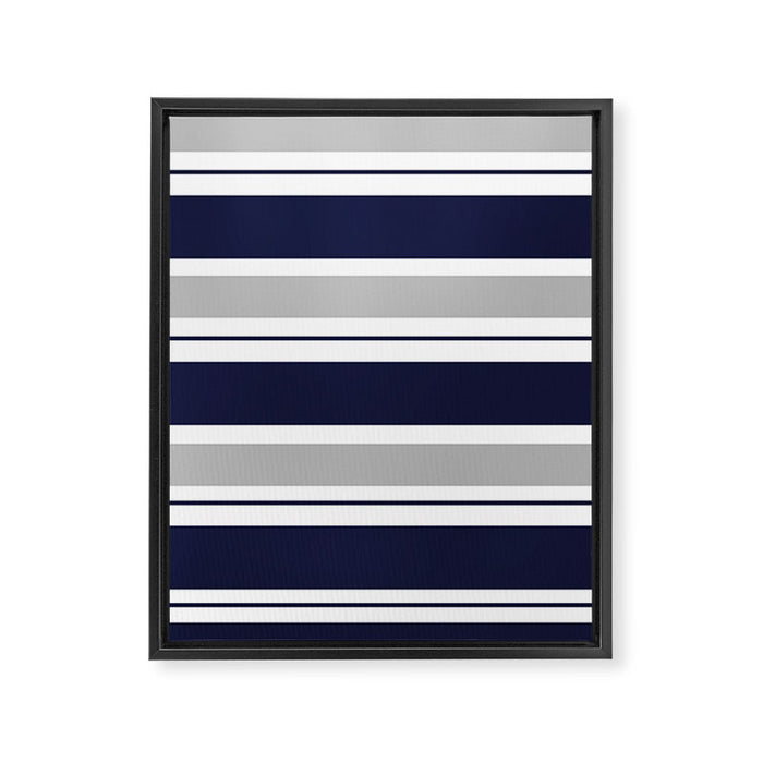 Navy Blue and Grey Stripe Framed Canvas Print Gallery Image 1