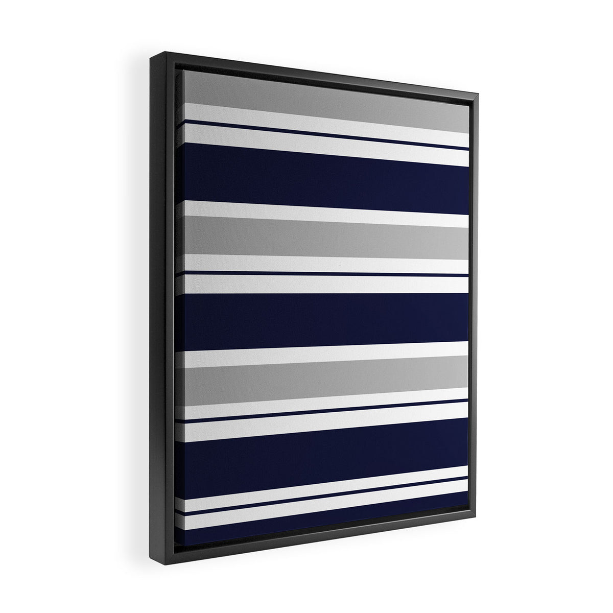Navy Blue and Grey Stripe Framed Canvas Print Gallery Image 2