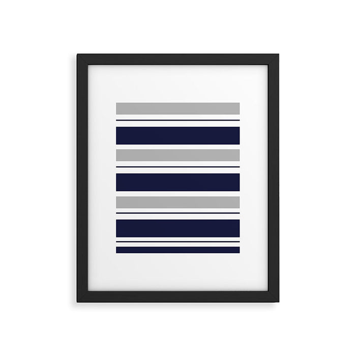 Navy Blue and Grey Stripe Framed Art Print Gallery Image 1
