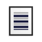 Navy Blue and Grey Stripe Framed Art Print Gallery Image 6