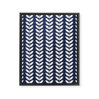 Navy Blue and White Scandinavian leaves pattern Framed Canvas Print Gallery Image 8