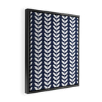 Navy Blue and White Scandinavian leaves pattern Framed Canvas Print Gallery Image 2