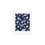 Navy Blue Mid Century Bauhaus Semi Circle Pattern Art Print Gallery Image 1
