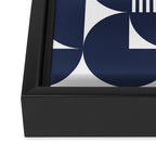 Navy Blue Mid Century Bauhaus Semi Circle Pattern Framed Canvas Print Gallery Image 3