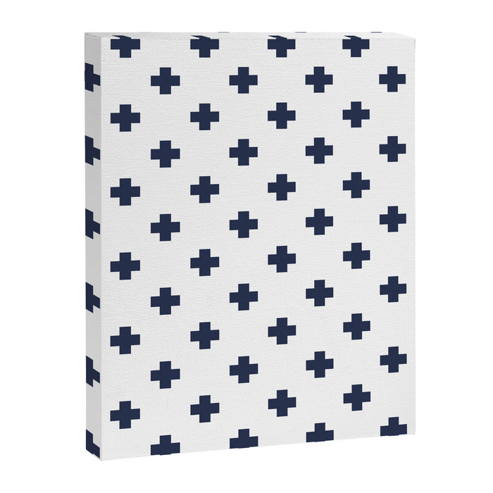 Navy Blue Swiss Cross Pattern Canvas Print Gallery Image 1