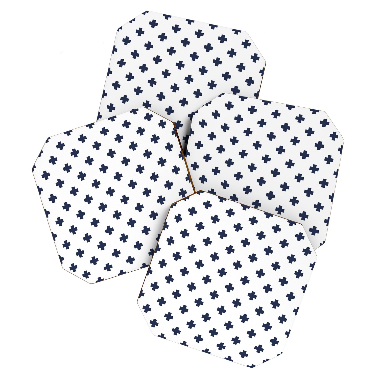 Navy Blue Swiss Cross Pattern Coaster Gallery Image 1