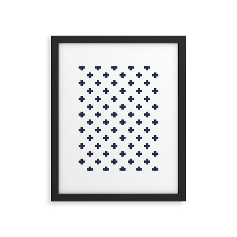 Navy Blue Swiss Cross Pattern Framed Art Print Gallery Image 6
