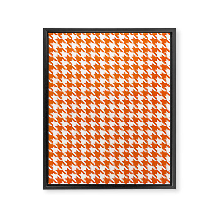 Orange Classic houndstooth pattern Framed Canvas Print Gallery Image 1