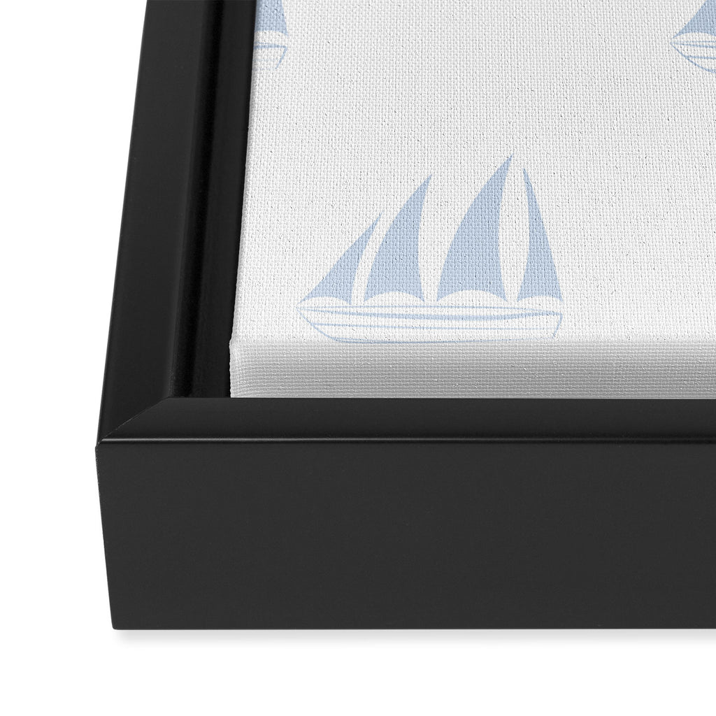 Pale Blue Sailboat Pattern Framed Canvas Print Gallery Image 3