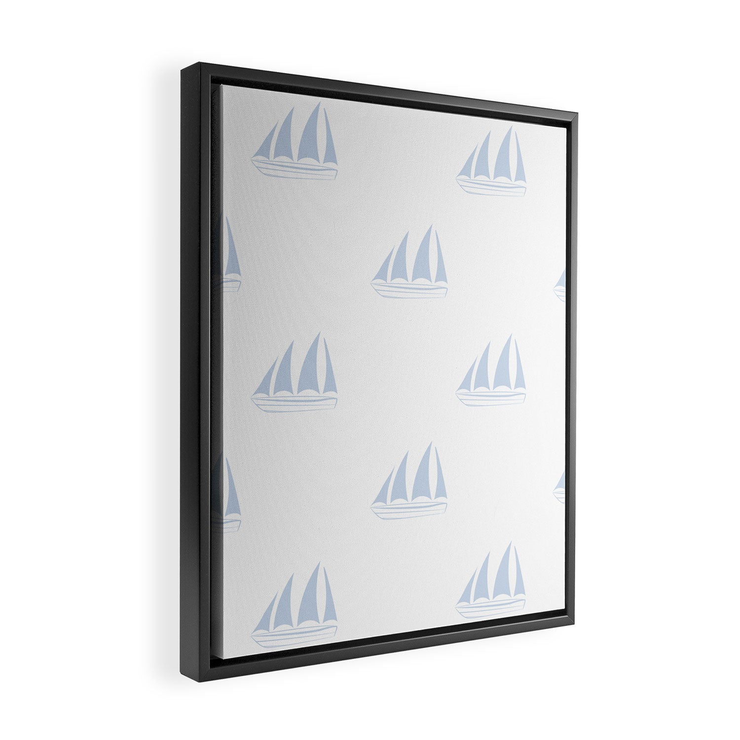 Pale Blue Sailboat Pattern Framed Canvas Print Gallery Image 2