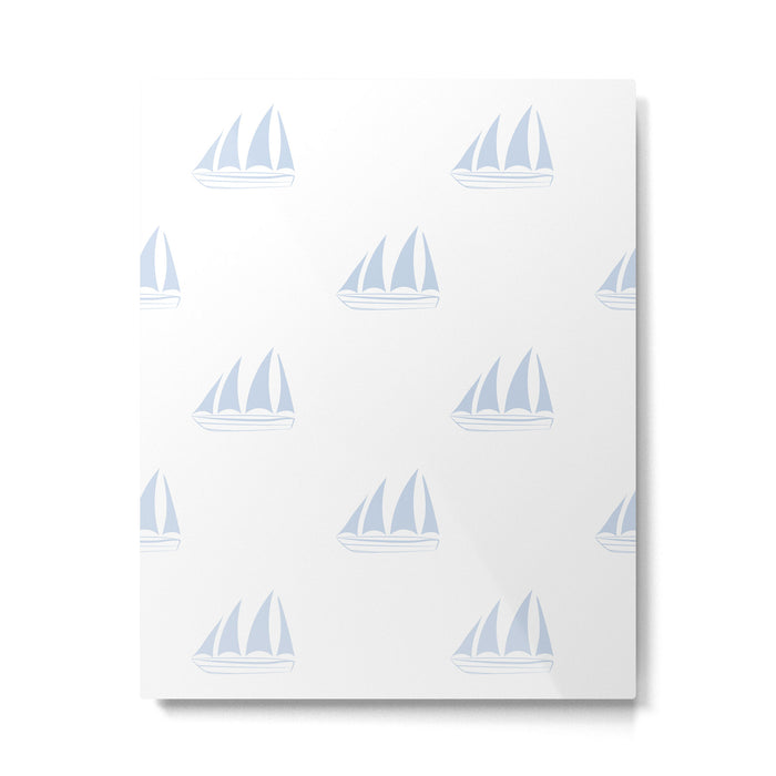 Pale Blue Sailboat Pattern Metal Print Gallery Image 1