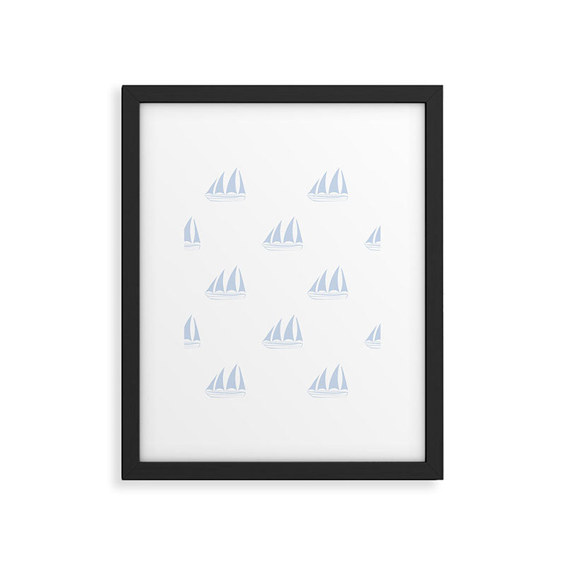Pale Blue Sailboat Pattern Framed Art Print Gallery Image 6