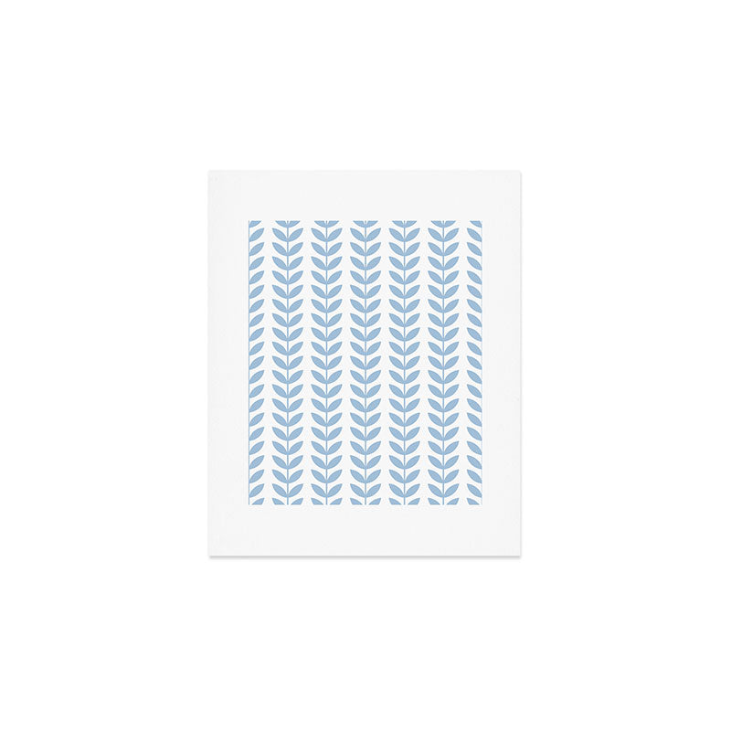 Pale Blue Scandinavian leaves pattern Art Print Gallery Image 1