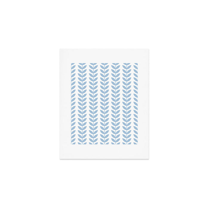 Pale Blue Scandinavian leaves pattern Art Print Gallery Image 1